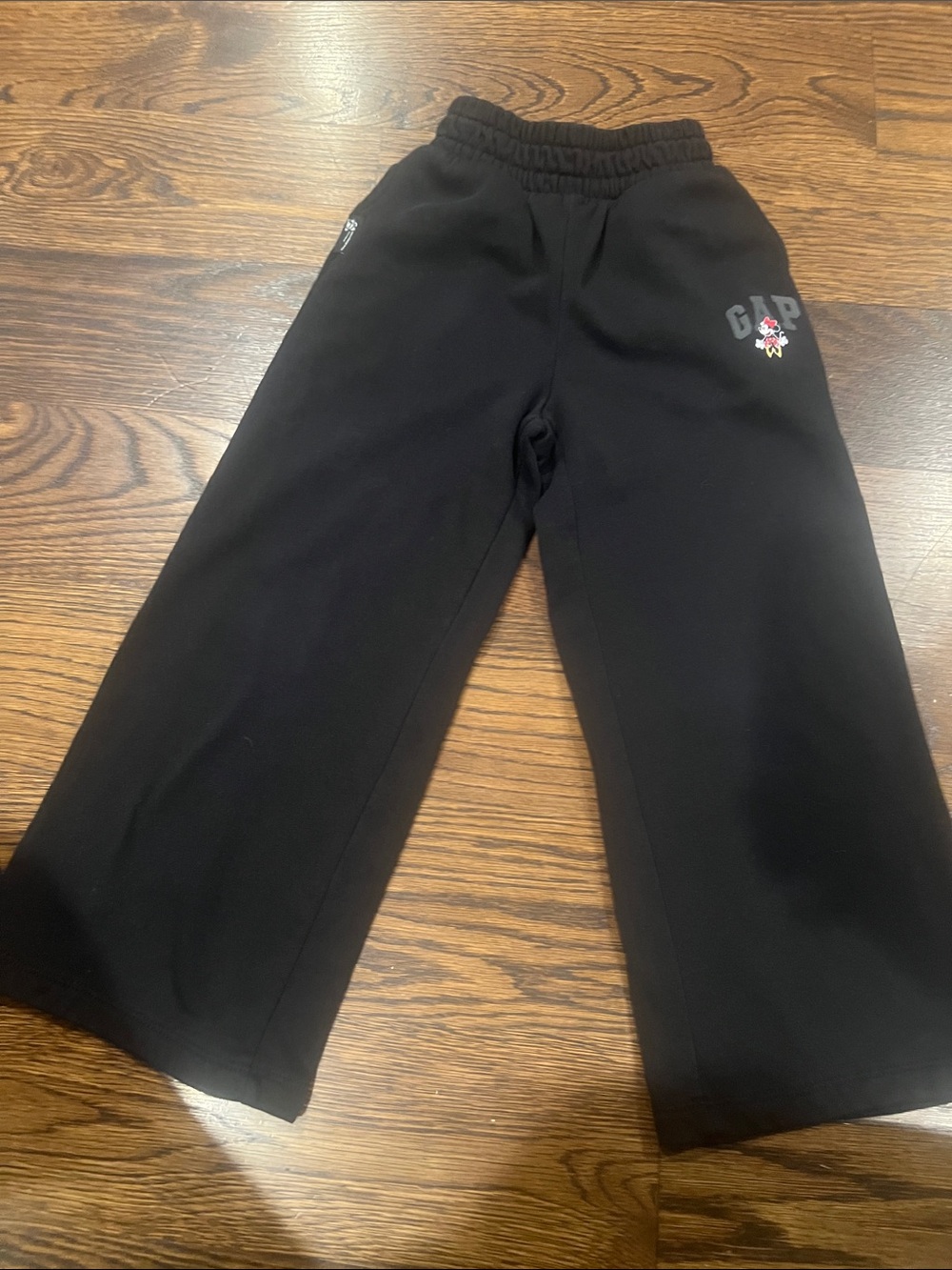 GAP Kids Black Wide-Leg Joggers with Small Logo